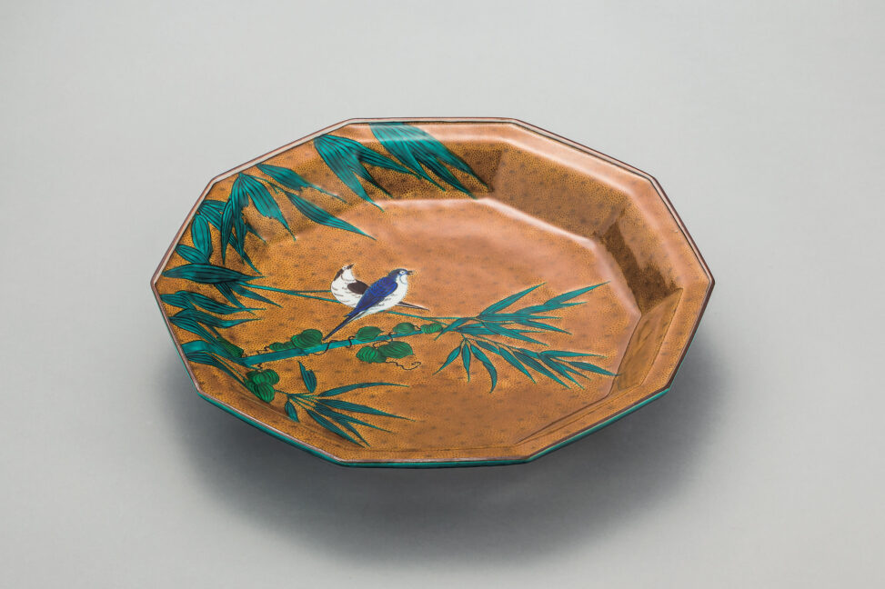 大飾皿「吉田屋欽慕　竹に双鳥図」 2017　47.0×47.0×8.0